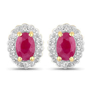 Bids.com 1.94 Carat Genuine Johnson Ruby and White Topaz .925 Sterling Silver Jewelry Set Jewelry Sets White Smoke