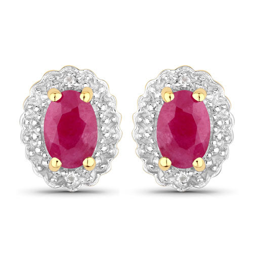 Bids.com 1.94 Carat Genuine Johnson Ruby and White Topaz .925 Sterling Silver Jewelry Set Jewelry Sets White Smoke