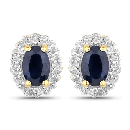 Bids.com 1.96 Carat Genuine Black Blue Sapphire and White Topaz .925 Sterling Silver Jewelry Set Jewelry Sets White Smoke