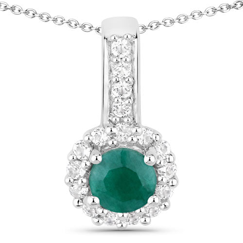 Bids.com 1.81 Carat Dyed Emerald and White Topaz .925 Sterling Silver Jewelry Set Jewelry Sets White Smoke One,size 18.00,size 20.00