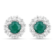 Bids.com 1.81 Carat Dyed Emerald and White Topaz .925 Sterling Silver Jewelry Set Jewelry Sets White Smoke One,size 18.00,size 20.00