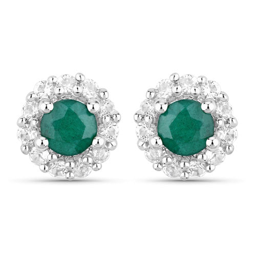 Bids.com 1.81 Carat Dyed Emerald and White Topaz .925 Sterling Silver Jewelry Set Jewelry Sets White Smoke One,size 18.00,size 20.00