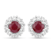 Bids.com 2.17 Carat Genuine Ruby and White Topaz .925 Sterling Silver Jewelry Set Jewelry Sets White Smoke One,size 18.00,size 20.00