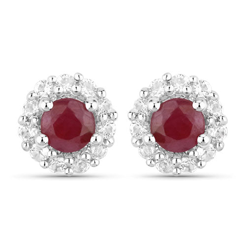 Bids.com 2.17 Carat Genuine Ruby and White Topaz .925 Sterling Silver Jewelry Set Jewelry Sets White Smoke One,size 18.00,size 20.00