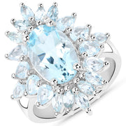 Bids.com 19.18 Carat Genuine Blue Topaz .925 Sterling Silver 3 Piece Jewelry Set (Ring, Earrings, and Pendant w/ Chain) Jewelry Sets White Smoke size 6.00,size 7.00,size 8.00,size 9.00,size 5.00