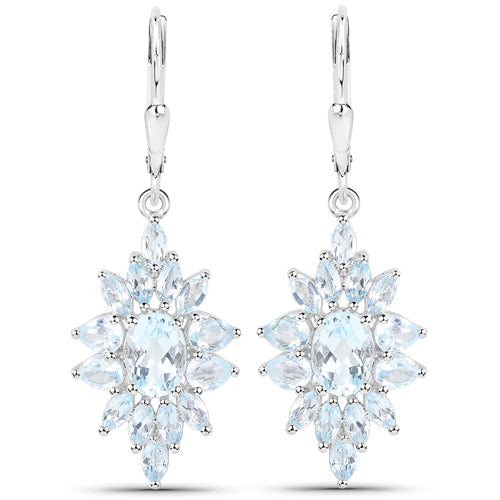 Bids.com 19.18 Carat Genuine Blue Topaz .925 Sterling Silver 3 Piece Jewelry Set (Ring, Earrings, and Pendant w/ Chain) Jewelry Sets White Smoke size 6.00,size 7.00,size 8.00,size 9.00,size 5.00
