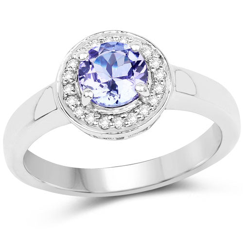 Bids.com 1.05 Carat Genuine Tanzanite and White Topaz .925 Sterling Silver Ring Rings White Smoke size 6.00,size 7.00,size 8.00,size 9.00,size 5.00