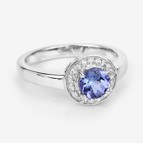 Bids.com 1.05 Carat Genuine Tanzanite and White Topaz .925 Sterling Silver Ring Rings Lavender size 6.00,size 7.00,size 8.00,size 9.00,size 5.00