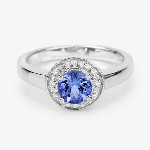 Bids.com 1.05 Carat Genuine Tanzanite and White Topaz .925 Sterling Silver Ring Rings Lavender size 6.00,size 7.00,size 8.00,size 9.00,size 5.00