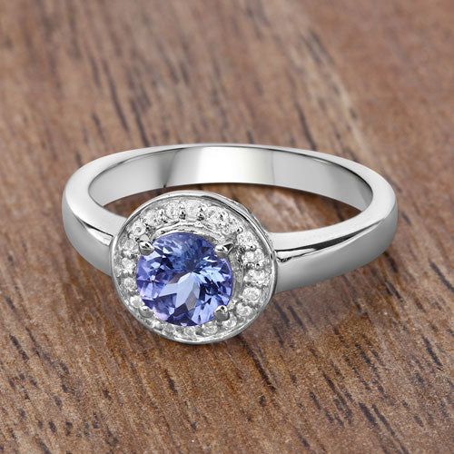 Bids.com 1.05 Carat Genuine Tanzanite and White Topaz .925 Sterling Silver Ring Rings Dim Gray size 6.00,size 7.00,size 8.00,size 9.00,size 5.00