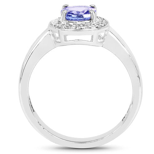 Bids.com 1.05 Carat Genuine Tanzanite and White Topaz .925 Sterling Silver Ring Rings White Smoke size 6.00,size 7.00,size 8.00,size 9.00,size 5.00