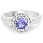 Bids.com 1.05 Carat Genuine Tanzanite and White Topaz .925 Sterling Silver Ring Rings White Smoke size 6.00,size 7.00,size 8.00,size 9.00,size 5.00