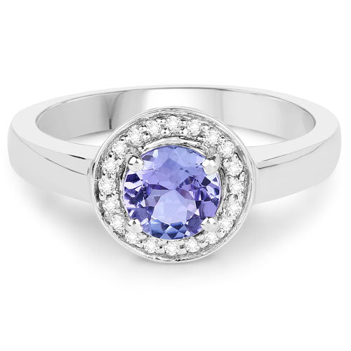 Bids.com 1.05 Carat Genuine Tanzanite and White Topaz .925 Sterling Silver Ring Rings White Smoke size 6.00,size 7.00,size 8.00,size 9.00,size 5.00