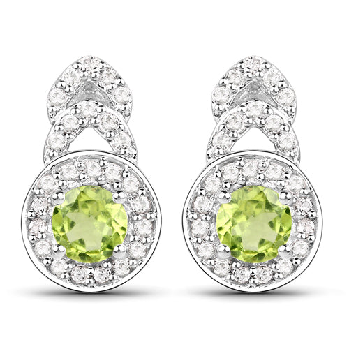 Bids.com 2.68 Carat Genuine Peridot and White Topaz .925 Sterling Silver Jewelry Set Jewelry Sets White Smoke size 5.00,size 6.00,size 7.00,size 8.00,size 9.00,size 10.00