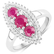 Bids.com 4.32 Carat Genuine Ruby and White Topaz .925 Sterling Silver 3 Piece Jewelry Set (Ring, Earrings, and Pendant w/ Chain) Jewelry Sets White Smoke size 7.00,size 6.00,size 8.00,size 5.00,size 9.00