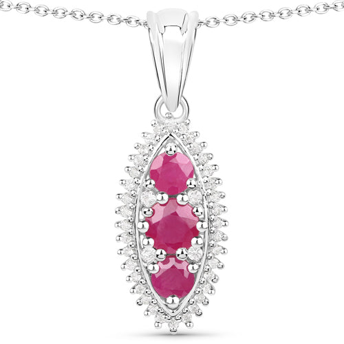 Bids.com 4.32 Carat Genuine Ruby and White Topaz .925 Sterling Silver 3 Piece Jewelry Set (Ring, Earrings, and Pendant w/ Chain) Jewelry Sets White Smoke size 7.00,size 6.00,size 8.00,size 5.00,size 9.00
