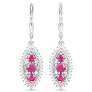 Bids.com 4.32 Carat Genuine Ruby and White Topaz .925 Sterling Silver 3 Piece Jewelry Set (Ring, Earrings, and Pendant w/ Chain) Jewelry Sets White Smoke size 7.00,size 6.00,size 8.00,size 5.00,size 9.00