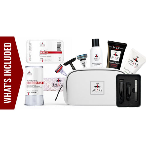 Shave Essentials Complete Grooming Kit for Men | Shave Essentials Premium Set Bundles & Kits White Smoke Cartridge Razor,Safety Razor,Black Label Cartridge Razor,Adjustable Safety Razor