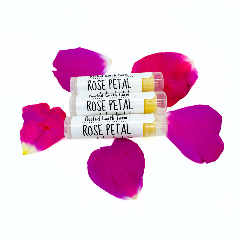 Rooted Earth Farm + Apothecary Rose Petal Lip Balm Lip Balms + Tints White Smoke 3 lip balms