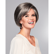 VIP Extensions Eva Gabor Sheer Elegance Wig, Chin Length Bob Lace Front Textured Layers, GL44/51 Wig Gray