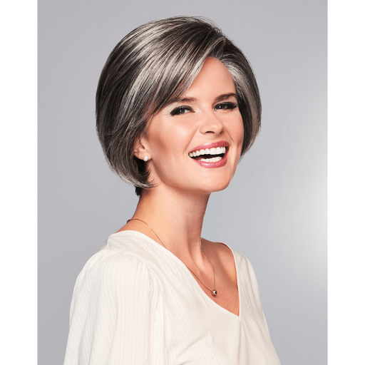 VIP Extensions Eva Gabor Sheer Elegance Wig, Chin Length Bob Lace Front Textured Layers, GL44/51 Wig Gray