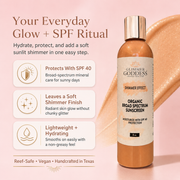 Glimmer Goddess® Organic Skin Care Goddess Glow Shimmer Suntan Lotion SPF 40 – Reef-Safe Radiance Lotions & Creams Misty Rose 4 oz.