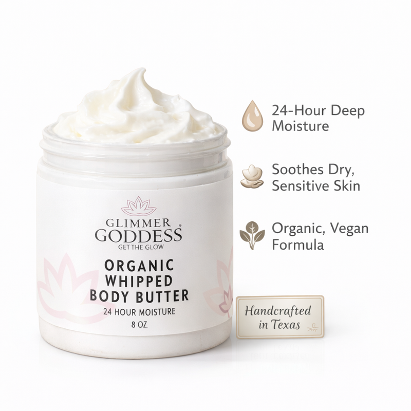 Glimmer Goddess® Organic Skin Care Organic Whipped Body Butter for Extremely Dry Skin 8 oz. Lotions & Moisturizers White Smoke Citrus Basil