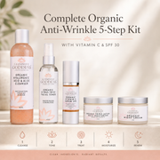 Glimmer Goddess® Organic Skin Care Complete Organic Anti-Wrinkle 5-Step Kit with Vitamin C & SPF 30 Skin Care Kits & Sets Misty Rose Default Title