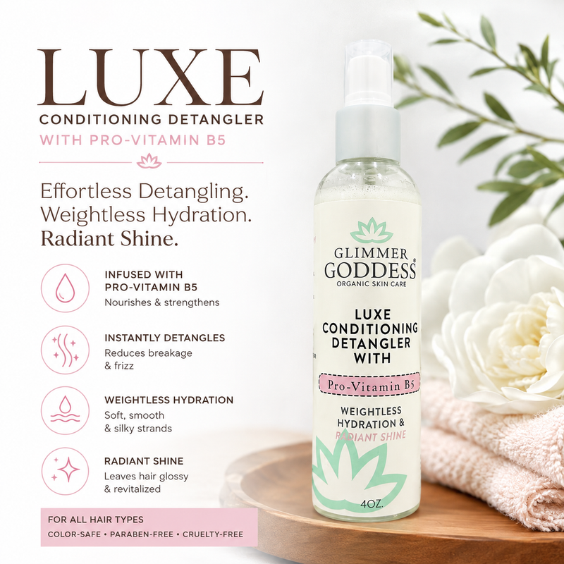 Glimmer Goddess® Organic Skin Care Luxe Conditioning Detangler with Pro-Vitamin B5 – Weightless Hydration & Radiant Shine Hair Styling Products White Smoke Default Title