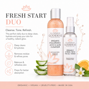 Glimmer Goddess® Organic Skin Care Fresh Start Duo – Hydrating Cleanser & Toner Facial Cleansing Kits White Smoke