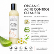 Glimmer Goddess® Organic Skin Care Organic Acne Cleanser – Gentle Face & Body Wash Acne Treatments & Kits White Smoke 8 oz