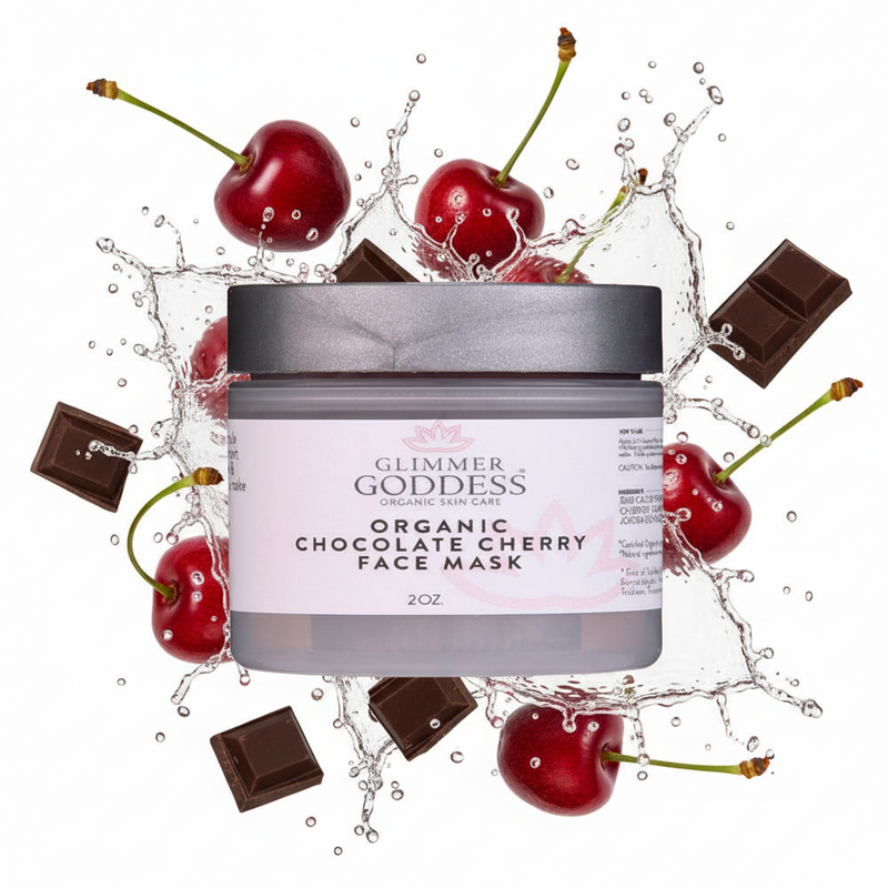 Glimmer Goddess® Organic Skin Care Organic Chocolate Cherry Face Mask – Antioxidant Anti-Aging Treatment Skin Care Masks & Peels White Smoke 2 oz.