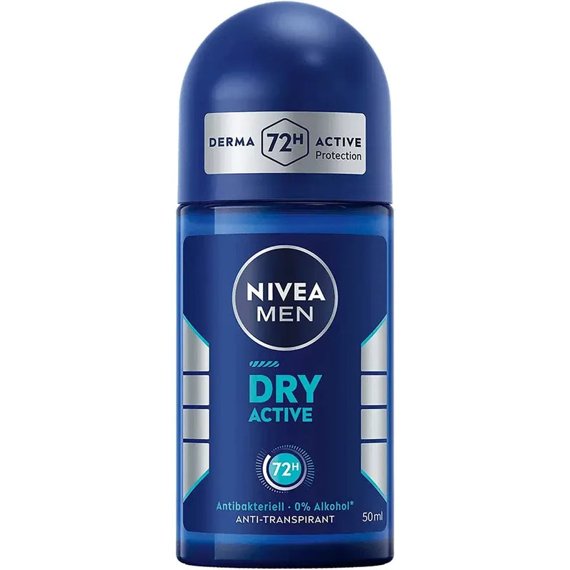 Nivea NIVEA MEN Dry Active 72h Anti-Perspirant Roll-On 50ml – Antibacterial Protection & Long Lasting Dryness Deodorant & Anti-Perspirant Midnight Blue