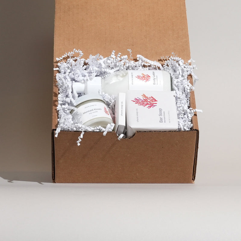 Shore Soap Co. Shore Thing Gift Box Gift Box Light Gray Mermaid Kisses,Warm Sand