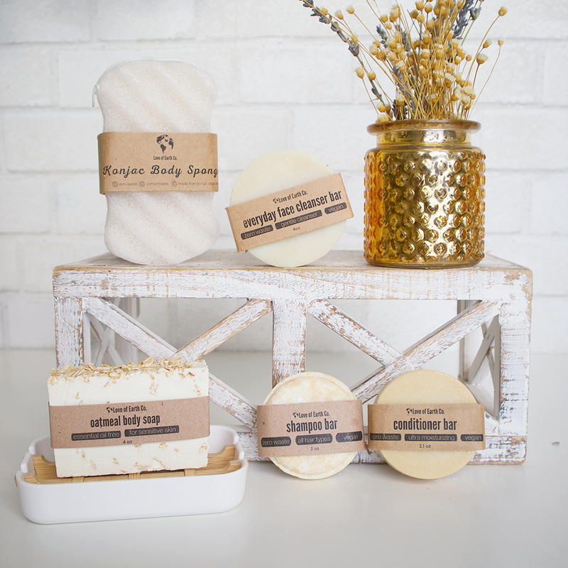Love of Earth Co. Sustainable Shower Bundle Box! (JUMBO BARS) Light Gray curly,all hair types/straight