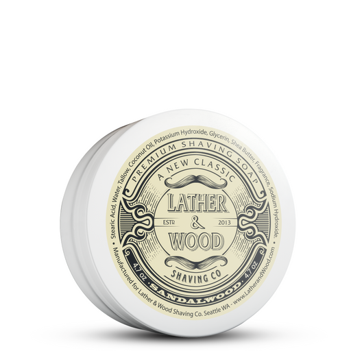 Lather & Wood Shaving Co Luxury Shaving Soap - Sandalwood Men Grooming, Health White Smoke