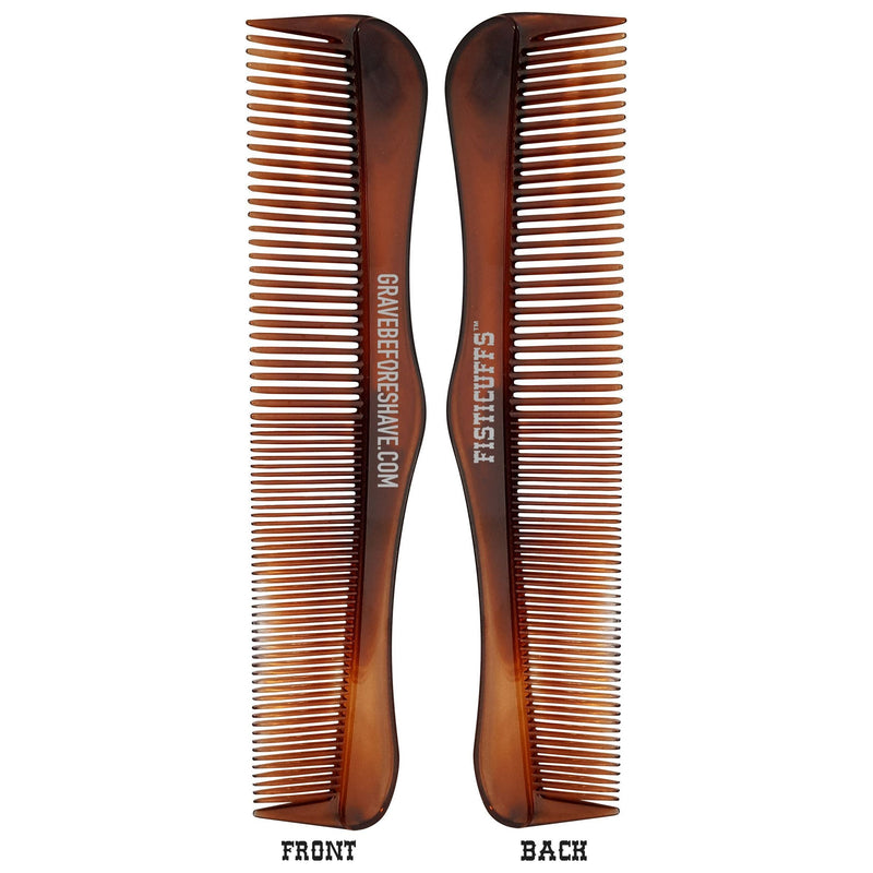 Grave Before Shave Grave Before Shave Acrylic Tortoise Shell Fine/Wide Tooth Comb (made by BASS) combs/brushes Saddle Brown