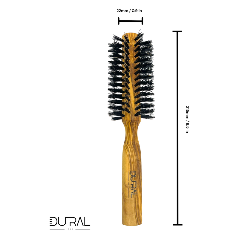 Dural Dural Olive wood round hair brush with boar bristles - 10 rows Hair Brush Dark Goldenrod