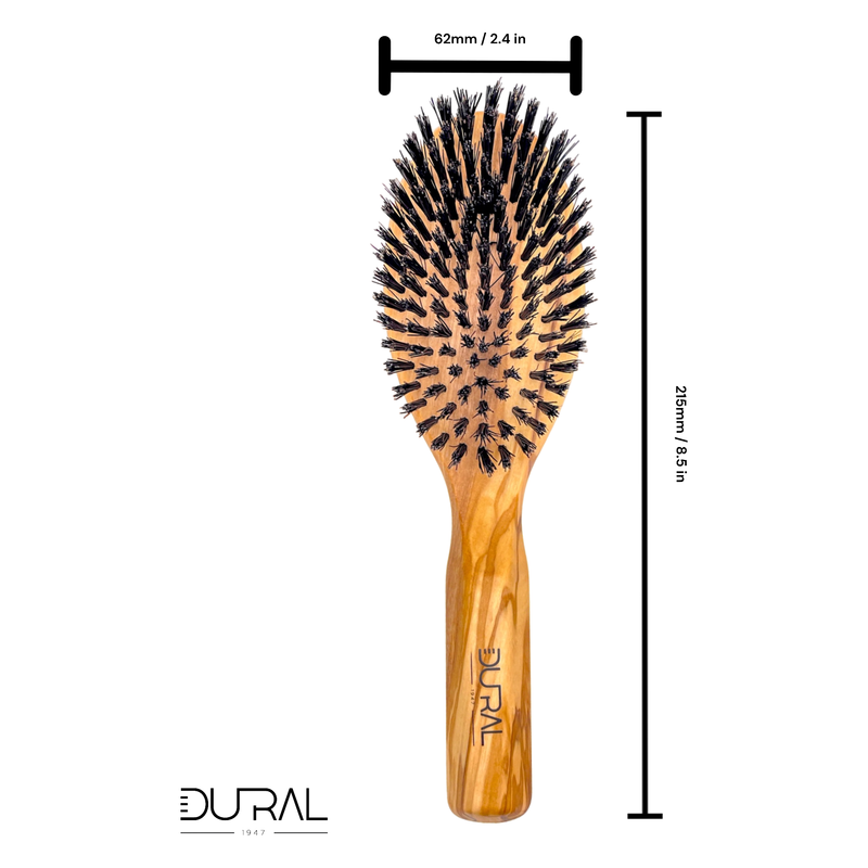 Dural Dural Olive wood boar bristles hair brush - 9 rows Hair Brush Dark Khaki