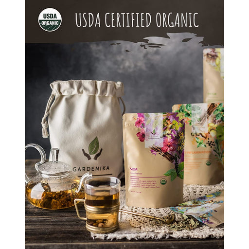 Gardenika Shop Organic Tea Sampler, 5 Caffeine-Free Wellness Herbal Blends Loose Leaf Tea Sampler Dark Slate Gray