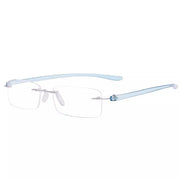 eyekeeper.com Small Lenes Rectangle Reading Glasses Rimless Readers R14001 Eyeglasses White Smoke Blue / +0.50,Blue / +0.75,Blue / +1.00,Blue / +1.25,Blue / +1.50,Blue / +1.75,Blue / +2.00,Blue / +2.25,Blue / +2.50,Blue / +2.75,Blue / +3.00,Blue / +3.50,Blue / +4.00