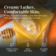 Chagrin Valley Soap & Salve Natural Soap: Carrot & Honey Complexion Soap Black Full Bar 5.6 oz,Travel Size Bar 1.7 oz