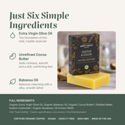 Chagrin Valley Soap & Salve Natural Soap: Castile & Cocoa Soap Seashell Full Bar 5.6 oz,Travel Size Bar 1.7 oz