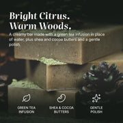 Chagrin Valley Soap & Salve Natural Soap: Citrus Woods Green Tea Soap Soap Black Full Bar 5.6 oz,Travel Size Bar 1.7 oz