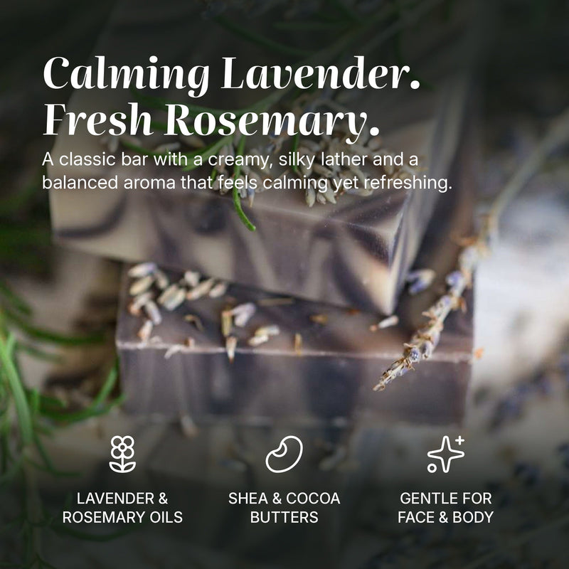 Chagrin Valley Soap & Salve Natural Soap: Lavender Rosemary Soap Dim Gray Full Bar 5.6 oz,Travel Size Bar 1.7 oz