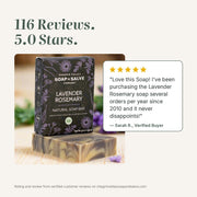 Chagrin Valley Soap & Salve Natural Soap: Lavender Rosemary Soap Seashell Full Bar 5.6 oz,Travel Size Bar 1.7 oz