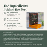 Chagrin Valley Soap & Salve Natural Soap: Sea Buckthorn & Tea Tree Soap Seashell Full Bar 5.6 oz,Travel Size Bar 1.7 oz