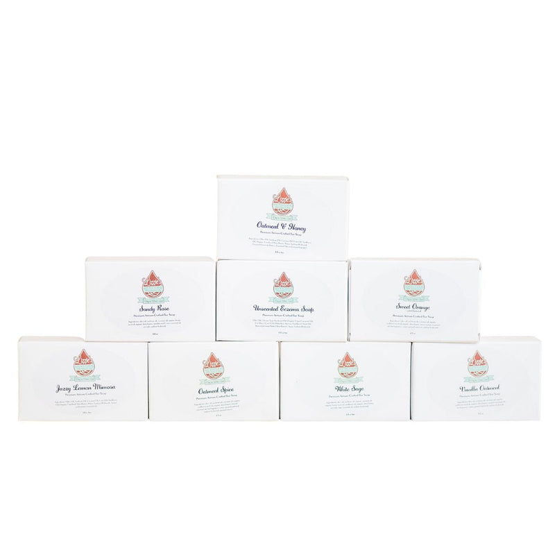 Lizzie's All-natural Products Artisan Crafted Bar Soap White Smoke Rosemary & Thyme,Apricot Chamomile,Sandy Rose,Oatmeal and & Honey,Vanilla Oatmeal,White Tea & Ginger,Unscented Eczema Soap,Lavender Galaxy,Oatmeal & Honey with Sweet Orange & Turmeric,Collagen Soap (for face & body),Almond Coconut Milk,Avocado Glow with a