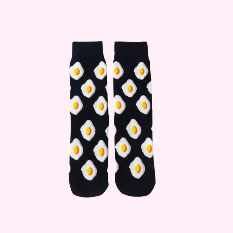 Medusa's Makeup Black Fried Egg Socks Lavender Blush
