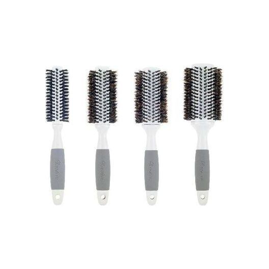 Creative Pro Hair Tools Ceramic Barrel Round Boar Bristle Hair Brush for Thick Hair Hair Brush White Smoke 101-ME (1.75"),102-ME (2"),103-ME (2.5"),103-ME XL (3")